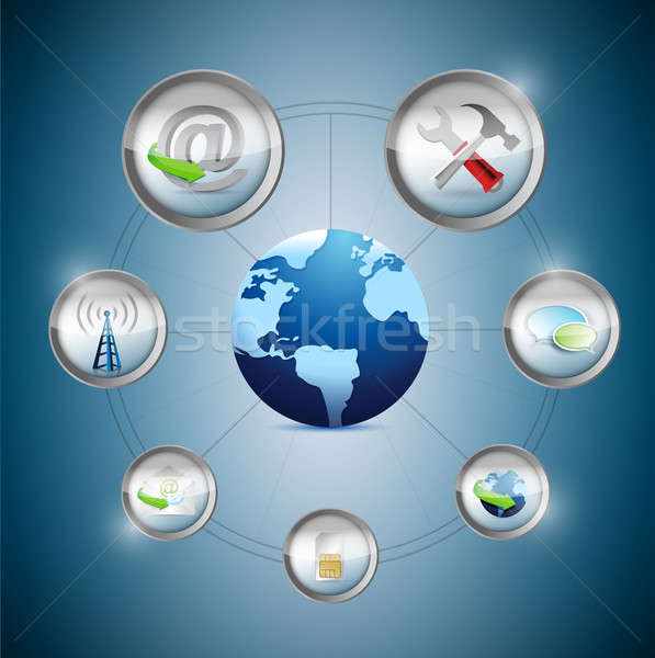 Internet marketing illustratie ontwerp Blauw computer abstract Stockfoto © alexmillos