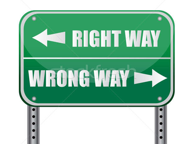 Street sign that reads Right Way, Wrong Way - great concept back Stock photo © alexmillos