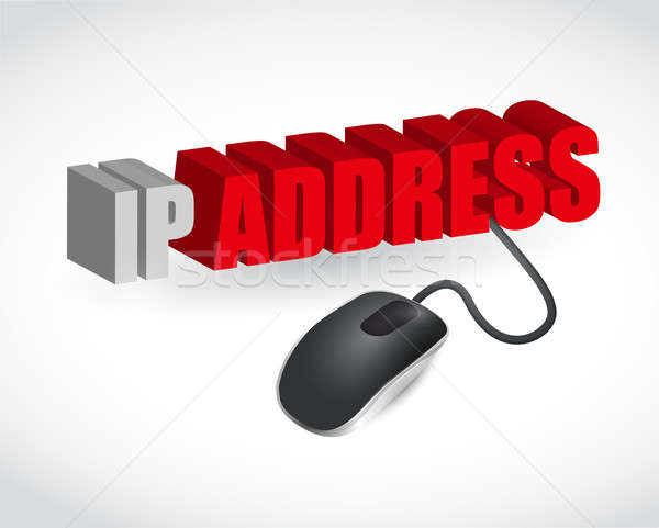 ip address sign and mouse illustration design over white Stock photo © alexmillos