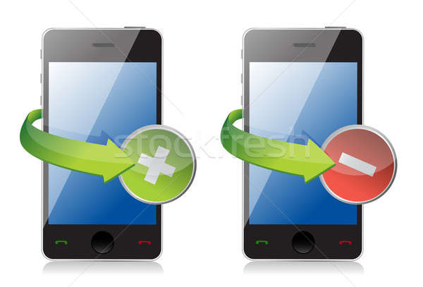 maximize and close phone icons illustration design over white Stock photo © alexmillos