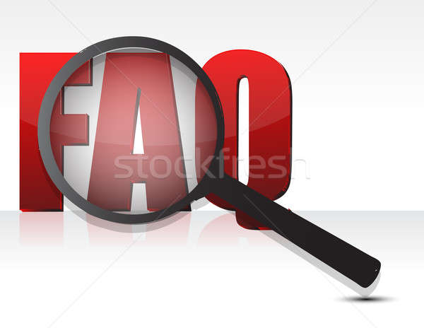 Faq podpisania lupą pomoc czerwony pytanie Zdjęcia stock © alexmillos