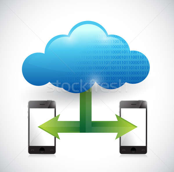 phone cloud computing network illustration design over white Stock photo © alexmillos