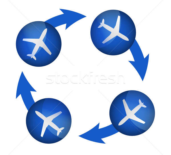 Flugzeug arrow Zyklus Illustration Design blau Stock foto © alexmillos