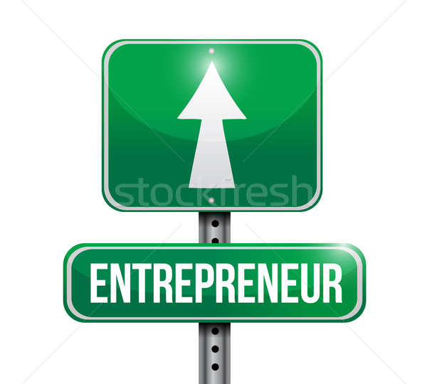 entrepreneur road sign illustrations design over white Stock photo © alexmillos