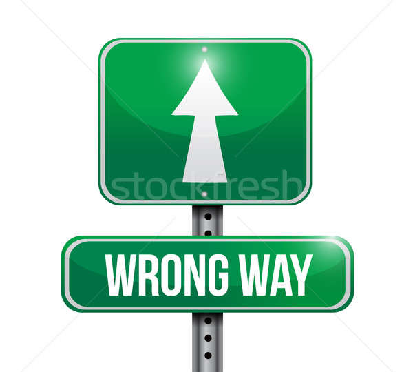 wrong way road sign illustration design over white Stock photo © alexmillos