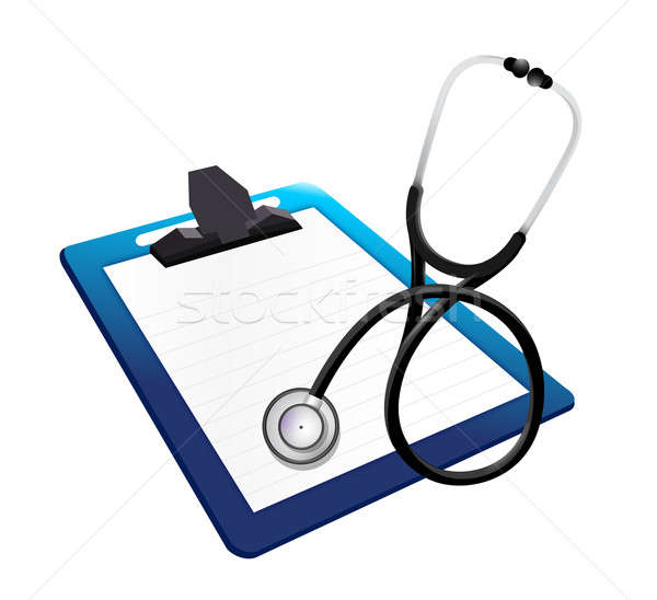 clipboard with a Stethoscope illustration design over white Stock photo © alexmillos