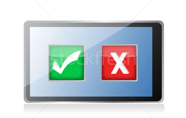 tablet with check and x marks selection illustration design over Stock photo © alexmillos