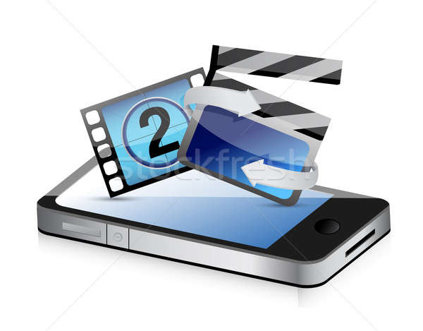 phone movie cinema concept illustration design over white Stock photo © alexmillos