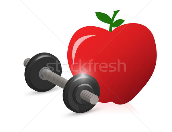 Fitness weight and apple illustration Stock photo © alexmillos