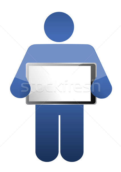 icon holding a tablet. illustrations design over a white backgro Stock photo © alexmillos