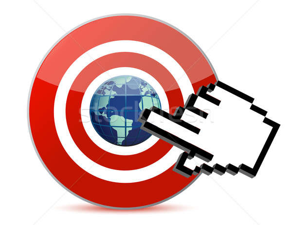 cursor hand clicks on search engine marketing SEM world Stock photo © alexmillos