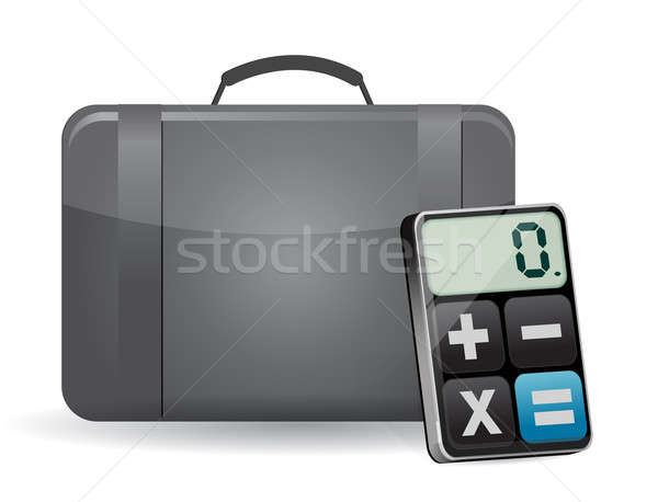 suitcase and modern calculator illustration design over white Stock photo © alexmillos