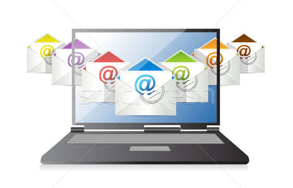 Stock photo: online inbox emails technology. illustration design over a white