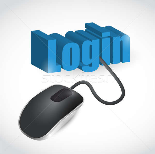 login sign and mouse illustration design over white Stock photo © alexmillos