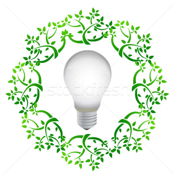 lightbulb leaves illustration design over a white background Stock photo © alexmillos