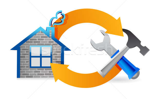 Foto stock: Facilidad · gestión · inmobiliario · ciclo · signo · casa