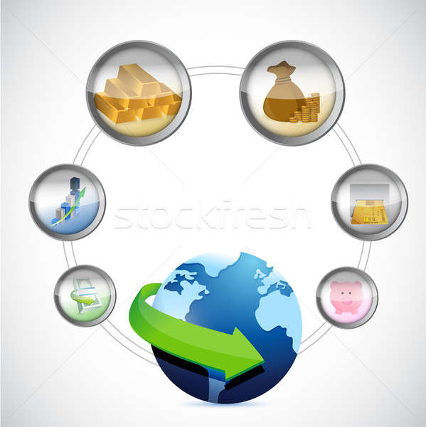 świecie symbol monetarny ikona cyklu ilustracja Zdjęcia stock © alexmillos