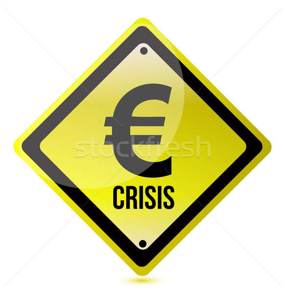 yellow euro crisis sign illustration design on white Stock photo © alexmillos