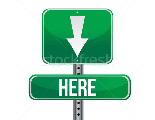 here green traffic road sign illustration design over white Stock photo © alexmillos
