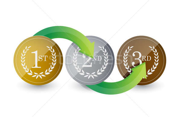 1st, 2nd, 3rd awards golden emblems steps illustration design ov Stock photo © alexmillos