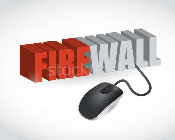 Stock photo: firewall sign and mouse illustration design over white