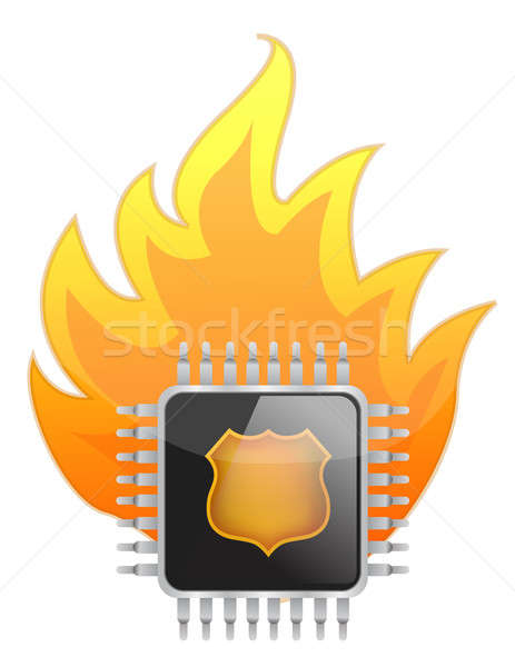 Ardere procesor cip calculator tehnologie fundal Imagine de stoc © alexmillos