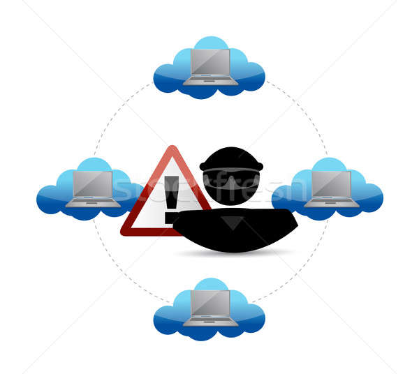security warning. Hacker access to cloud computing Stock photo © alexmillos