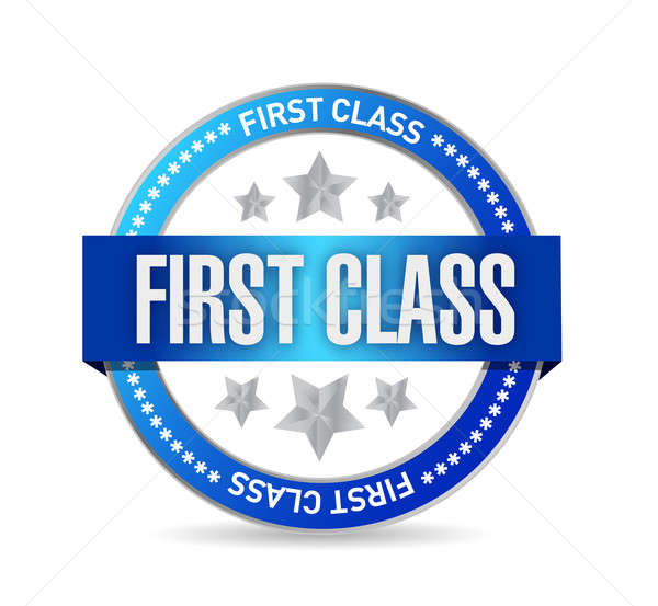 first class seal stamp illustration design over a white backgrou Stock photo © alexmillos