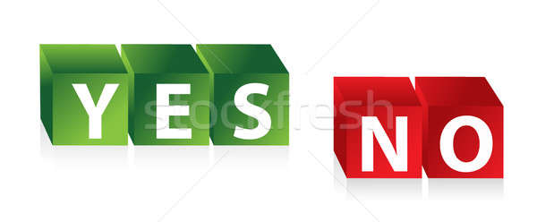 Yes No - 3d red green cubes with text illustration design Stock photo © alexmillos