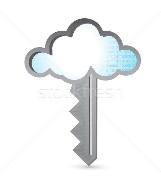cloud binary key illustration design over white Stock photo © alexmillos