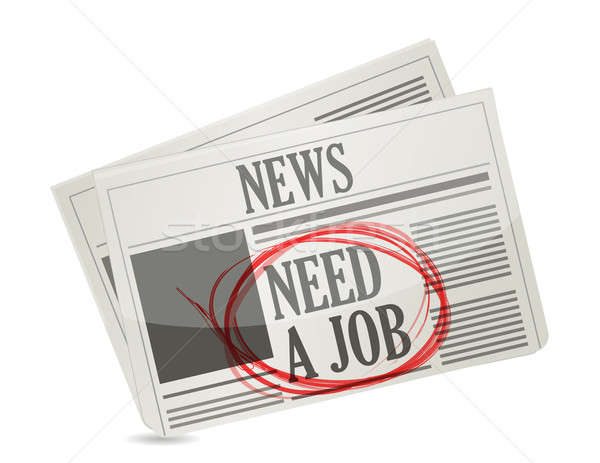 news. newspaper with a need a job sign. illustration design Stock photo © alexmillos