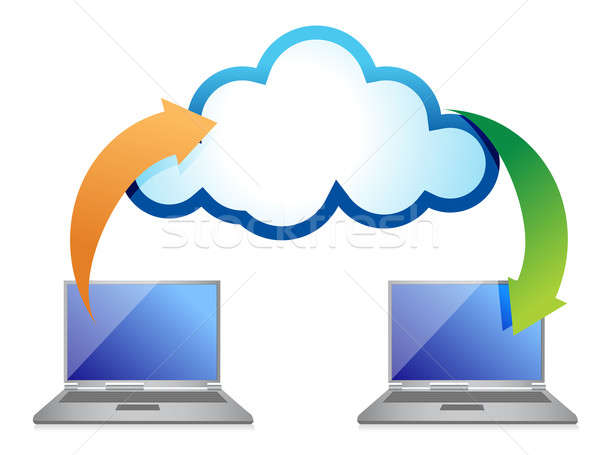 Concept cloud laptops transferring files  Stock photo © alexmillos