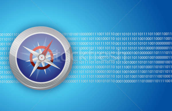 compass internet network guidance illustration binary background Stock photo © alexmillos