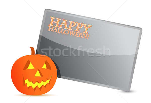 Happy halloween pumpkin card illustration design Stock photo © alexmillos