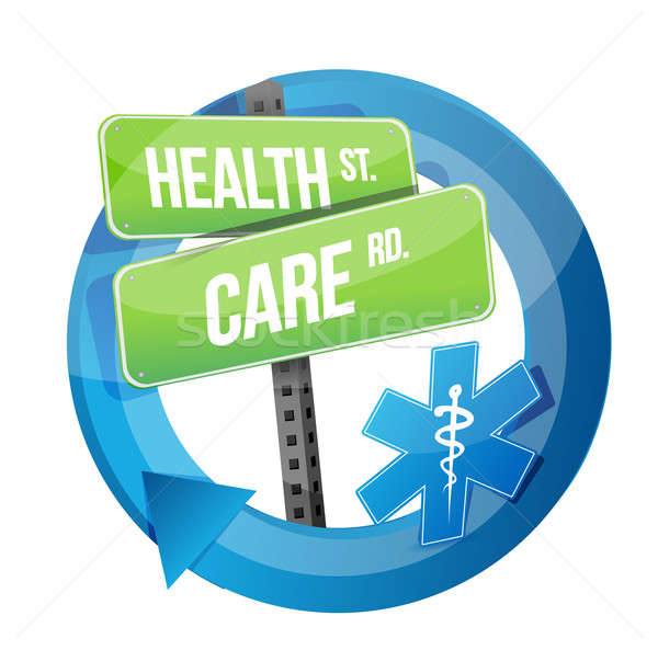 health care road sign illustration design Stock photo © alexmillos