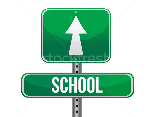 school road sign illustration design over a white background Stock photo © alexmillos