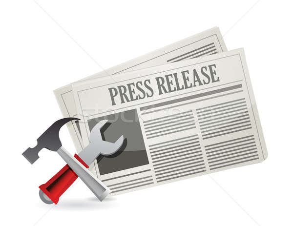 tools new press release illustration design over white Stock photo © alexmillos