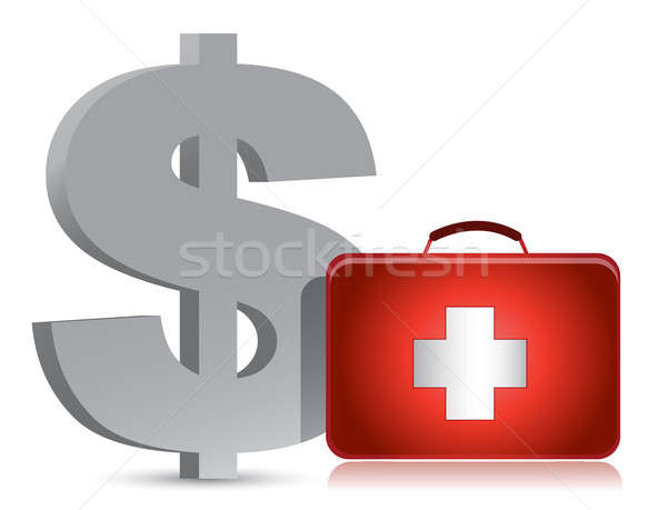 dollar and medical kit illustration design over white Stock photo © alexmillos