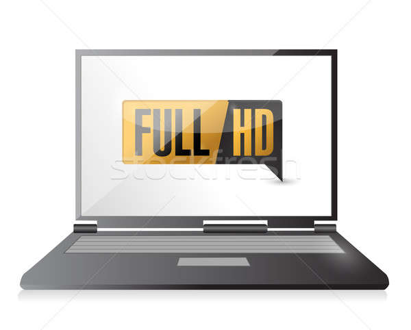 Laptop vol hd knop televisie Stockfoto © alexmillos