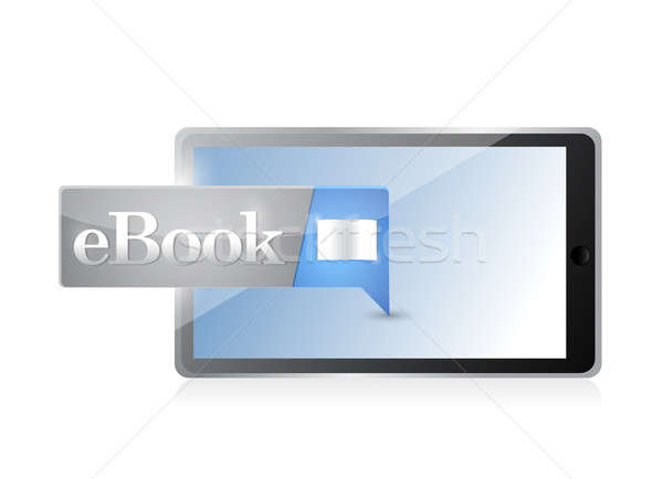 Comprimé livre électronique icône bouton bleu téléchargement [[stock_photo]] © alexmillos