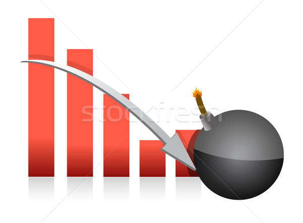 graph explosive fall illustration over a white background Stock photo © alexmillos