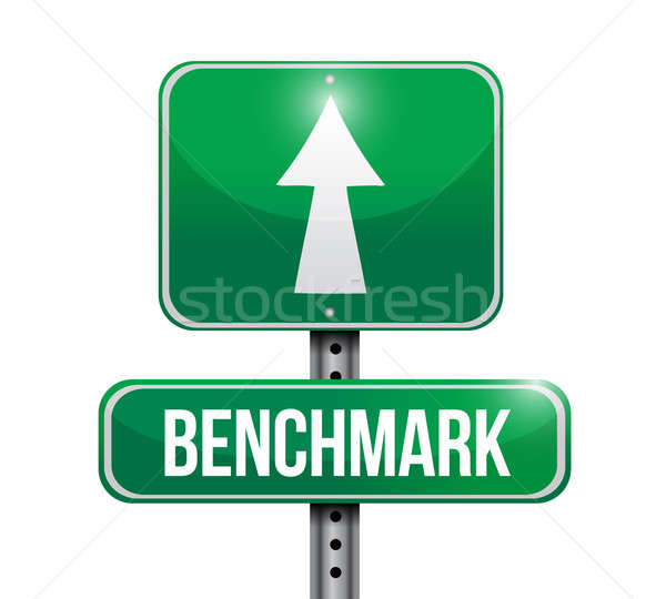 benchmark road sign illustration design over white Stock photo © alexmillos