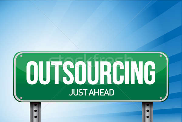 outsourcing road sign illustration design over a white backgroun Stock photo © alexmillos