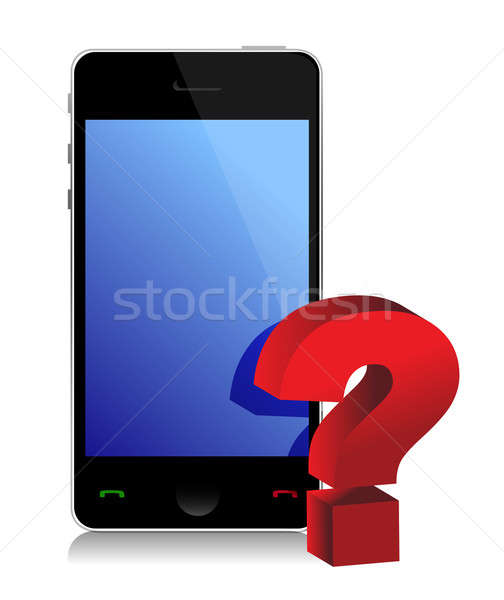 phone and question mark illustration design over white Stock photo © alexmillos