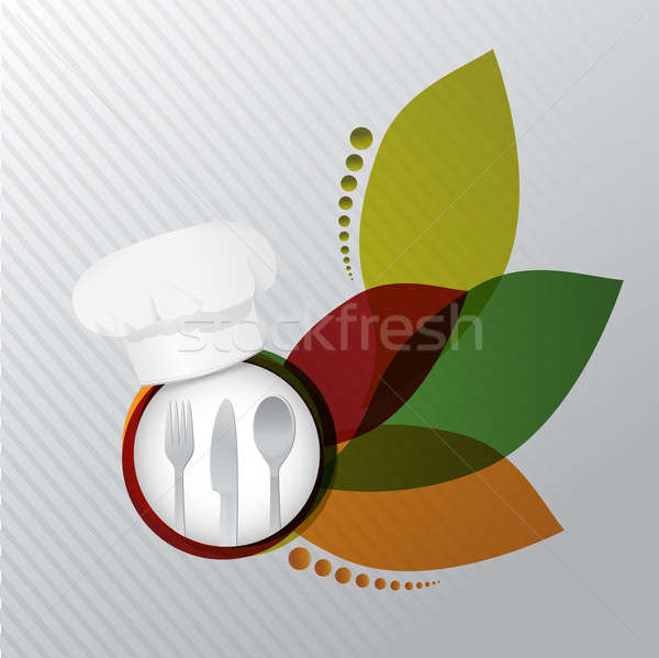 restaurant menu concept illustration design over gray Stock photo © alexmillos