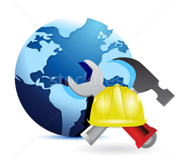 Construction concept around the globe Stock photo © alexmillos