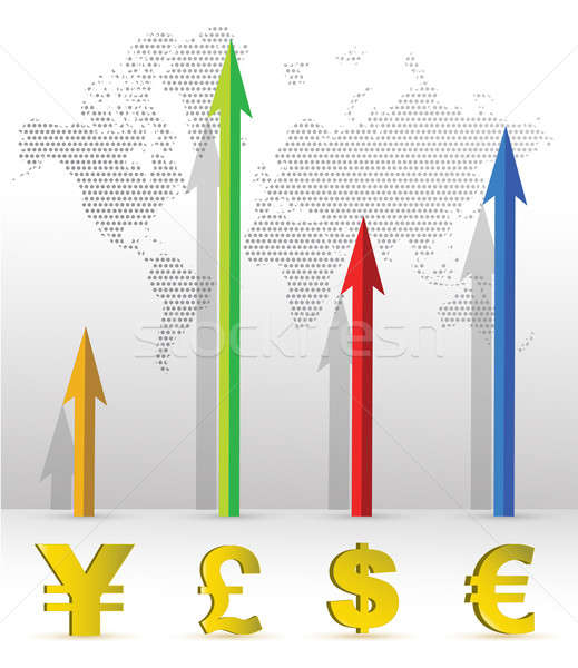 Currency business graph illustration design and world map Stock photo © alexmillos