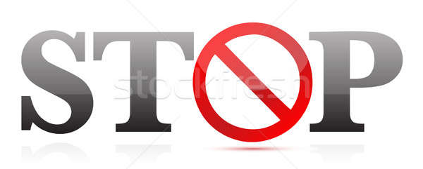stop sign illustration text over white background Stock photo © alexmillos