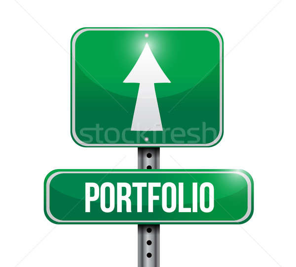 portfolio road sign illustration design over white Stock photo © alexmillos