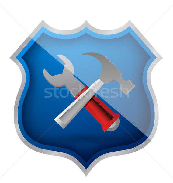 shield hammer and Wrench Icon illustration design over white Stock photo © alexmillos